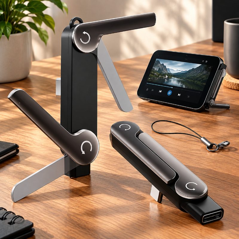 Built-in Stand, Multi-Functional Foldable Type-C Converter